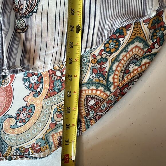 Chico's chicos size 2 Striped Medallion Tunic 12 14 Mixed Embroidered Large - Picture 12 of 16